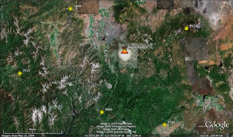 Map of volcano-shasta-distal stations